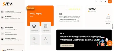 Panel de control - Mi sitio web